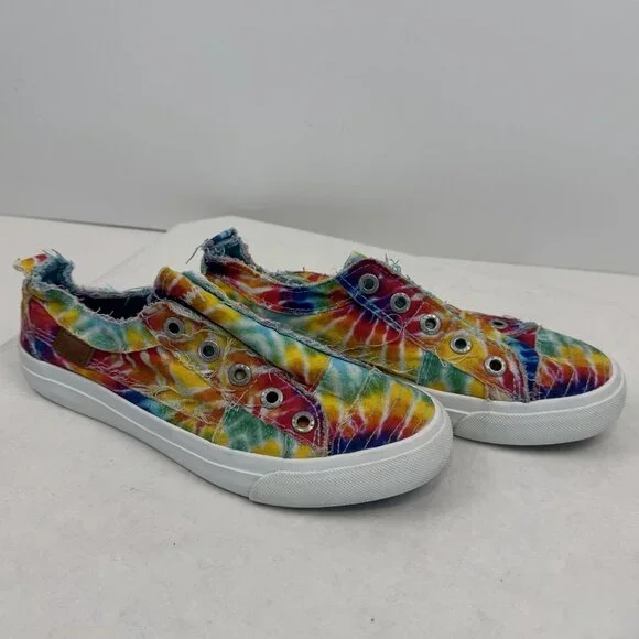 Blowfish Malibu Womens Size 8 Rainbow Tie Dye Play Sneakers Slip On Canvas - Picture 10 of 12